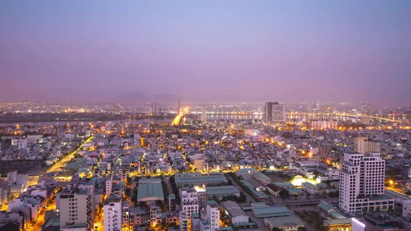 TimeLapse View of Industrialized City From Dawn to Morning with Picturesque View of Lights