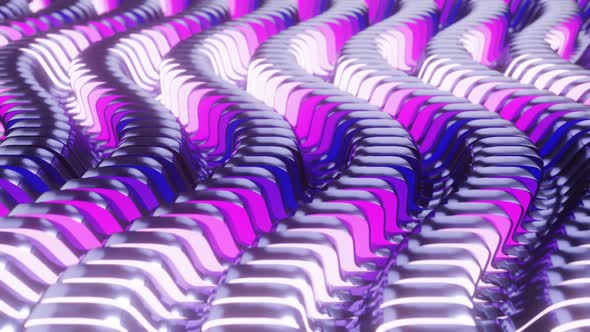 Animated 3D Waving Blue Purple Matalllic Texture