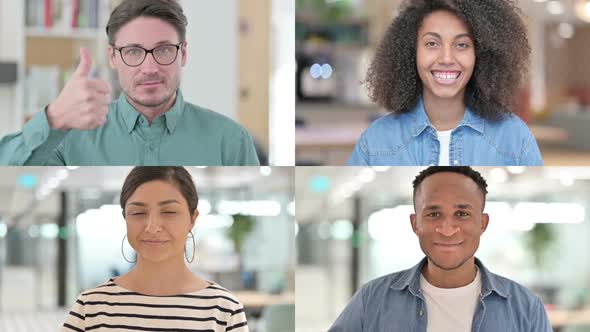 Collage of Different Races People Showing Thumbs Up Sign