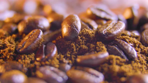 Vibrant Cinematic Beautiful Shot of Brown Roaster Coffee Beans