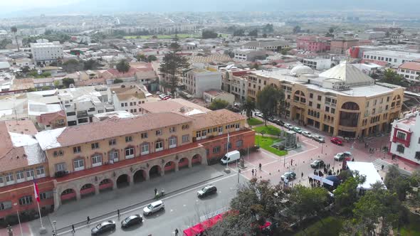 La Serena city center, Chile (aerial view, drone footage)