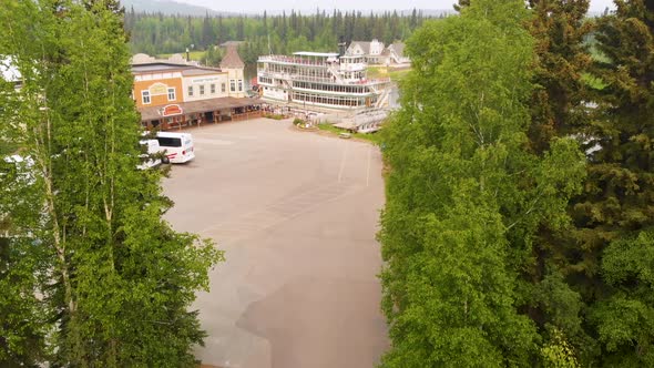 4K Drone Video of Riverboat Discovery on Chena River in Fairbanks, AK during Summer Day