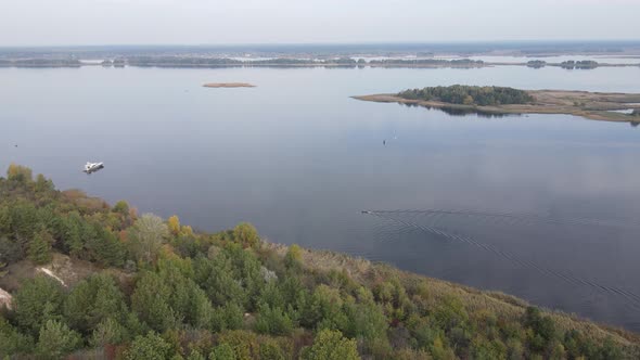 Aerial View of the Dnipro River - the Main River of Ukraine