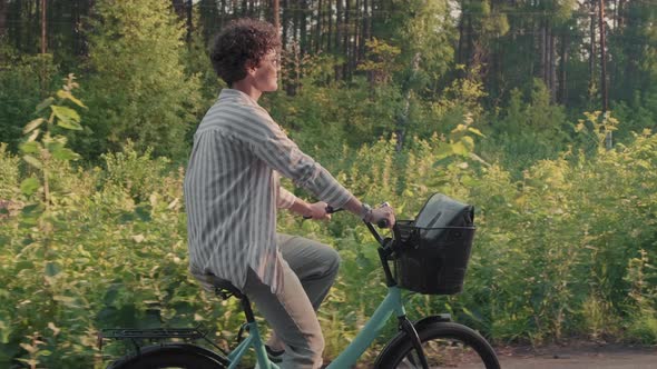 Active Woman Riding Bike Outdoors