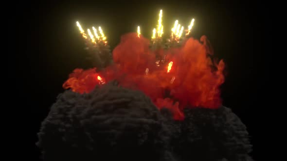 Explosions   Blasts. Explosion Spark And Particles Moves In Isolated Black Background, alt