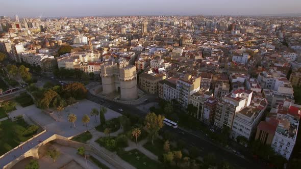 Valencia Aerial View with Serranos Towers, Spain