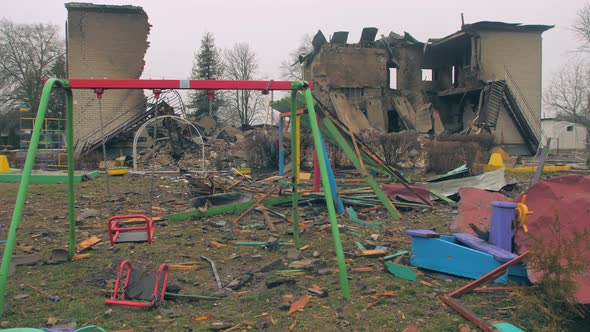 War Ukraine Ruin Bomb Destroy Village Country House Danger City Explosion
