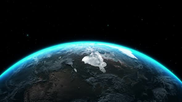 The Earth rotates on its axis in space