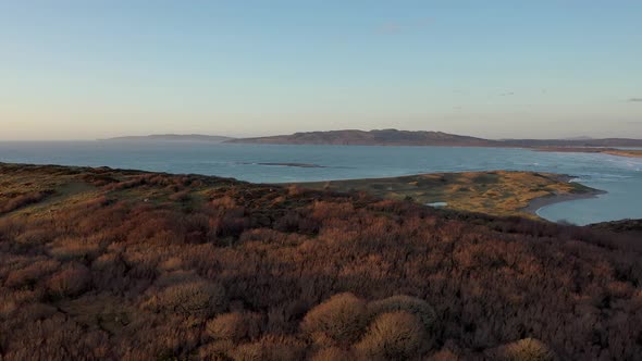 Establishing of Typical Irish Coastal Village at Sunset