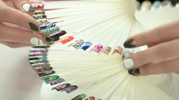 Modern Nail Art Samples, Woman Hands.