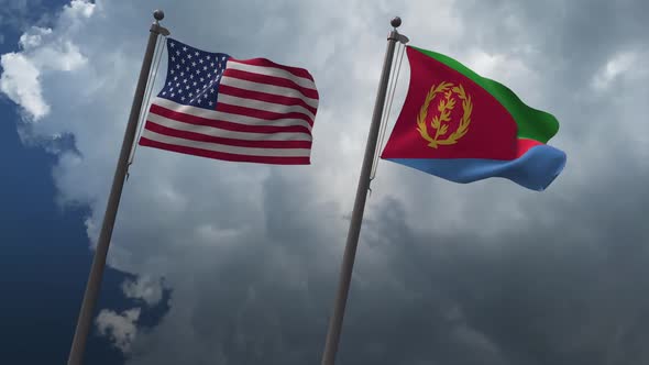 Waving Flags Of The United States And Eritrea 2K