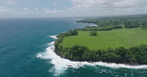 Tropical Green Island Ocean Aerial