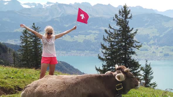 Woman with Cow Switzerland