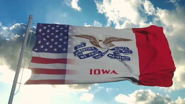 Flag of USA and Iowa State