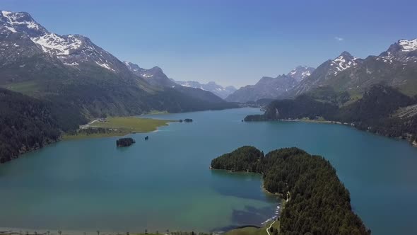 Aerial View of Engadin and Silvaplana, Switzerland