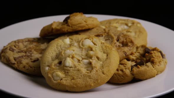 Cinematic, Rotating Shot of Cookies on a Plate 