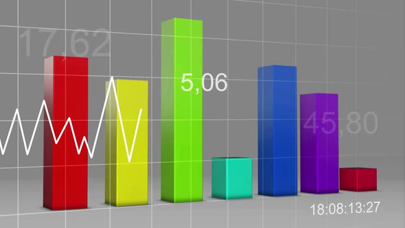 Volatile Market Multi Color Chart Bar Statistic 3D Loop	