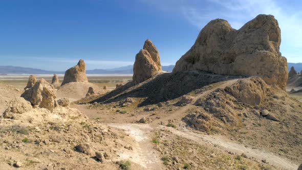 The Unusual Landscape with Tufa Spires Rising From the Bed of the Searles Dry Lake Basin