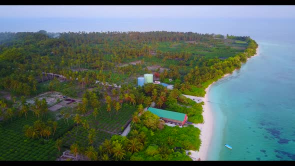 Aerial landscape of marine bay beach journey by blue lagoon with white sand background of journey be