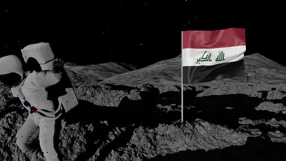Astronaut Planting Iraq Flag on the Moon alt