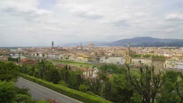 Amazing Landscape of Florence City, Arno River and Apennine Mountains, Tourism