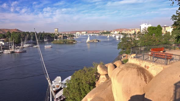 Felucca Boats on Nile River in Aswan Egypt