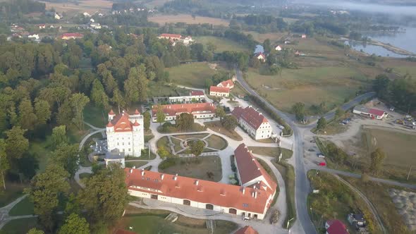 Aerial View of Medieval Palace in Western Europe, Wojanow, Poland