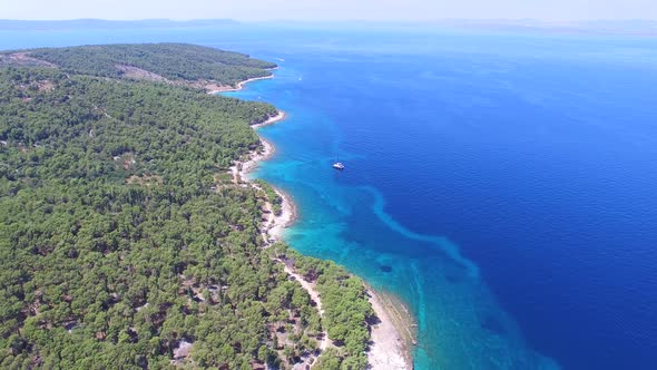 Aerial landscape view of the island of Brac, Croatia