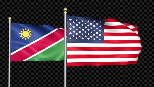 Namibia And United States Two Countries Flags Waving