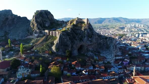 Stronghold On Top Of The Mountain Aerial View