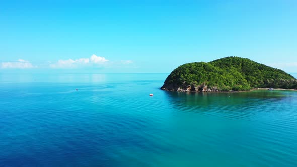 Luxury birds eye copy space shot of a sunshine white sandy paradise beach and blue sea background in