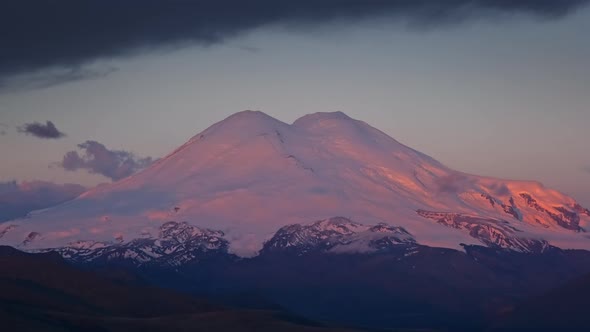 Mount Elbrus at Sunrise Caucasus Mountains