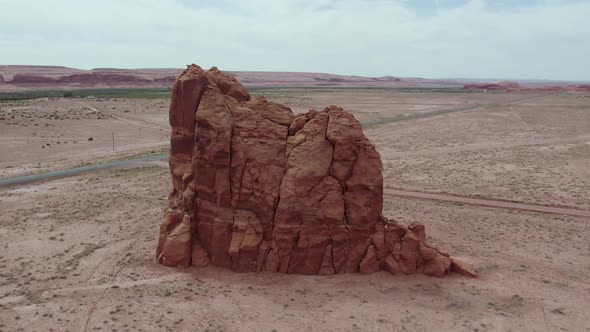 Tall Geological Rock Formation in Southwest Desert, Arizona - Aerial