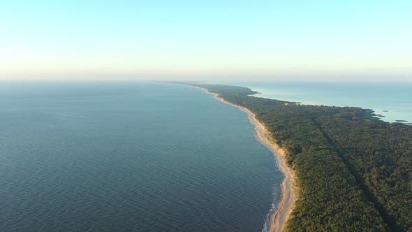 Curonian Spit Wth Baltic Sea Coastline on Sunset