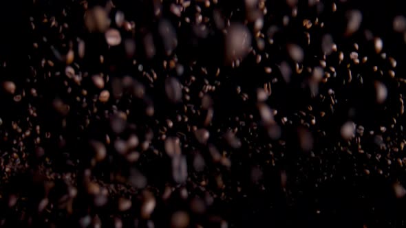 Coffee Grains Jumping Up in Super Slow Motion