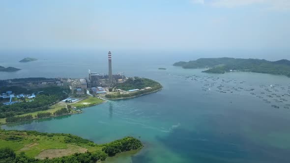 Drone Shot of a Coal Power Plant in 60fp