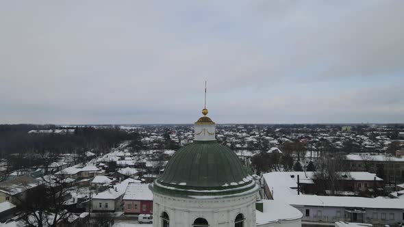 Air View From a Drone to the City of Nizhyn in Chernihiv in Winter