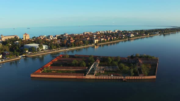 Aerial View of the Lido De Venezia Island in Venice Italy