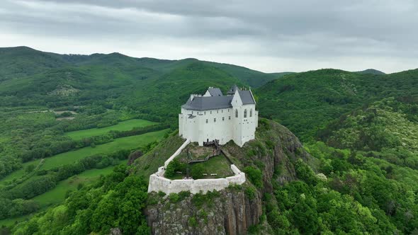 Aerial View Of A Medieval Castle On A Hilltop In Füzér, Hungary