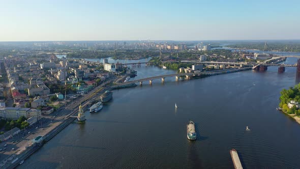 Aerial View of the Podolsky District of Kyiv, Ukraine