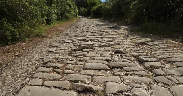 The Roman road Ambrussum, Villetelle, Occitanie, France.