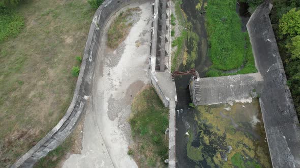 Aerial Ruined Dam