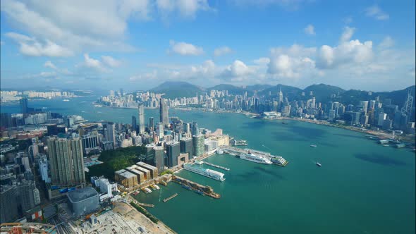 Beautiful building and architecture around Hong kong city skyline