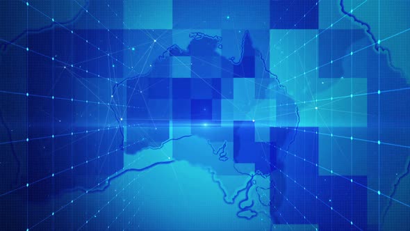 Australia Map Digital Technology Business News Background