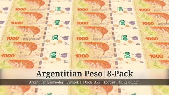 Argentitian Peso | Argentina Currency - 8 Pack | 4K Resolution | Looped