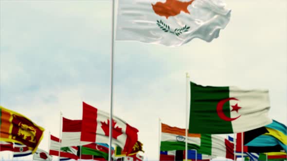 Cyprus Flag With World Globe Flags Morning Shot