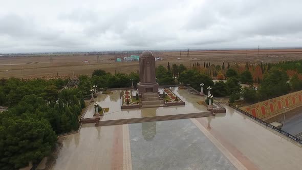 6/10 Ganja city drone view of Nizami Ganjavi mausoleum complex