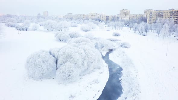 Aerial Winter City Park 10