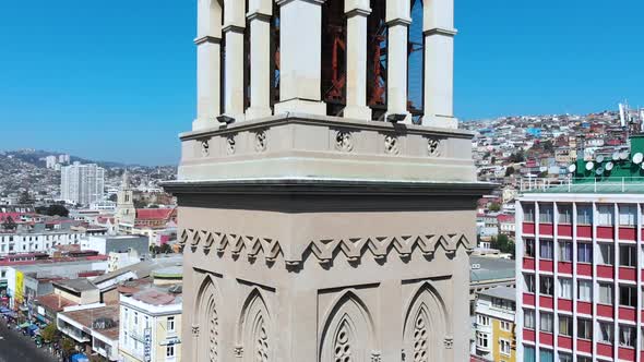 Cathedral of Valparaiso, Chile, Church, Temple (aerial view, drone footage)