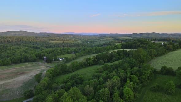 Pocono Mountains Summer Green Grass and Blue Sky Landscape